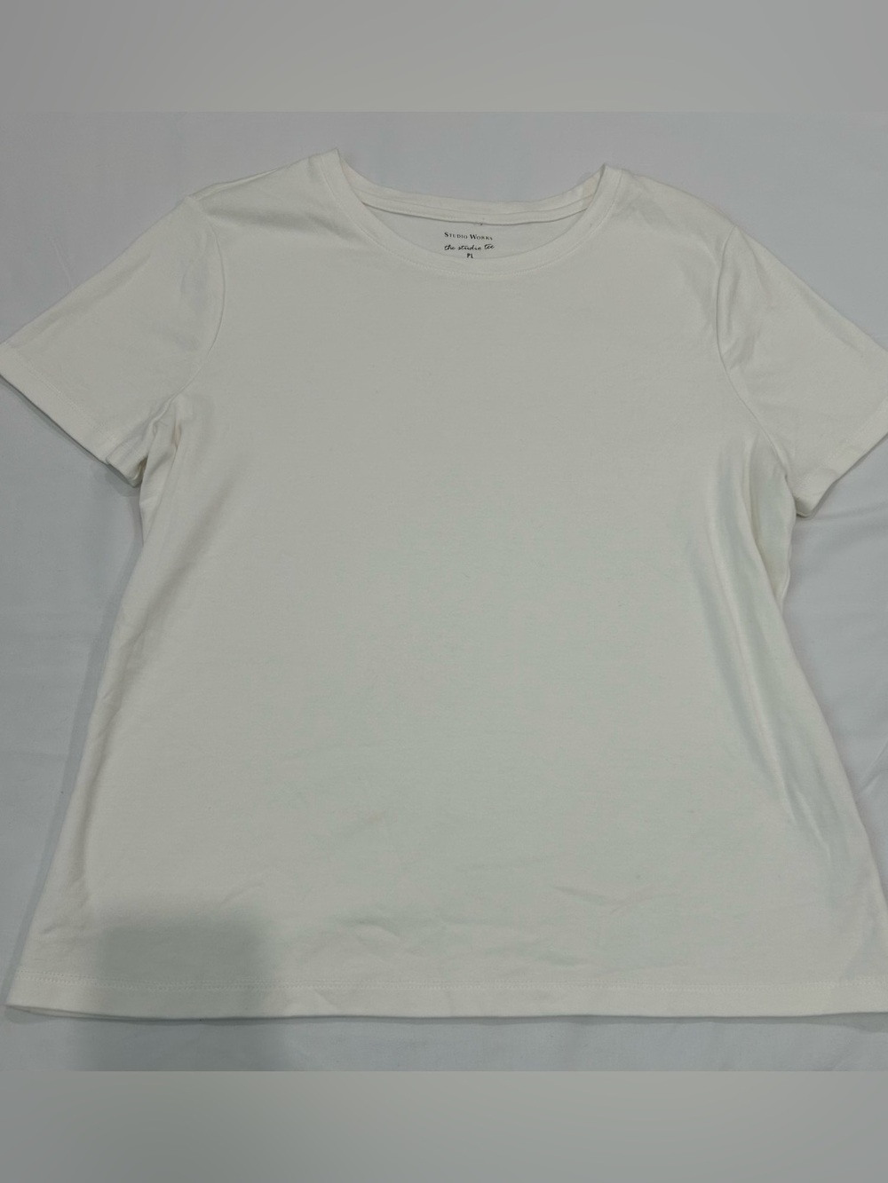 Studio Works Women's Cream Crewneck Short Sleeve Tee
